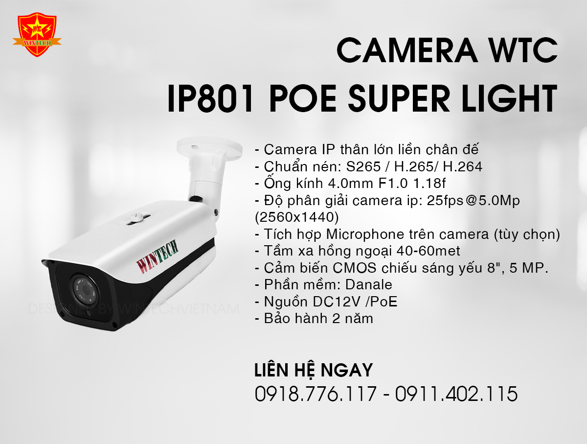 Camera WTC IP801H POE Super Light 5.0MP